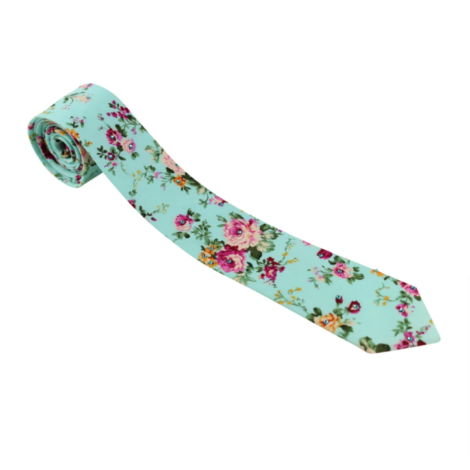 Teal Floral Tie